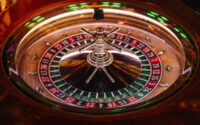 Close up shot of professional roulette spinning wheel in casino