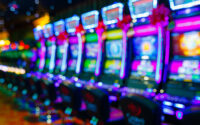 Slot machines in Casino. Defocused, great for background. Property relased.