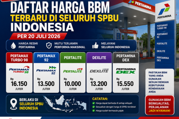 Resmi! Daftar Harga BBM Terbaru di Seluruh SPBU Indonesia per 20 Juli 2026